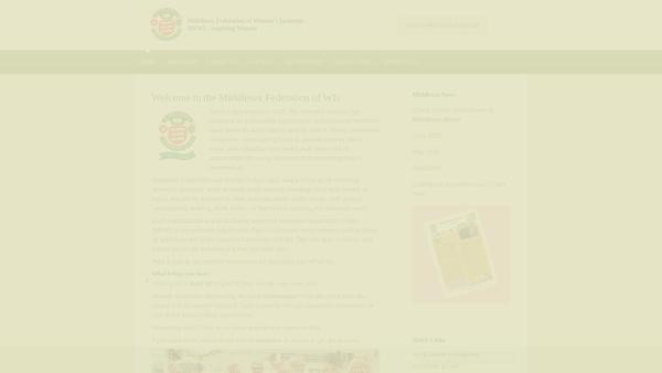 Screenshot of the The Middlesex Federation Of Women's Institutes website
