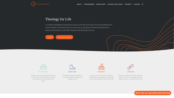 Screenshot of the Crosslands website