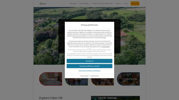Screenshot of the Cober Hill Charitable Trust website