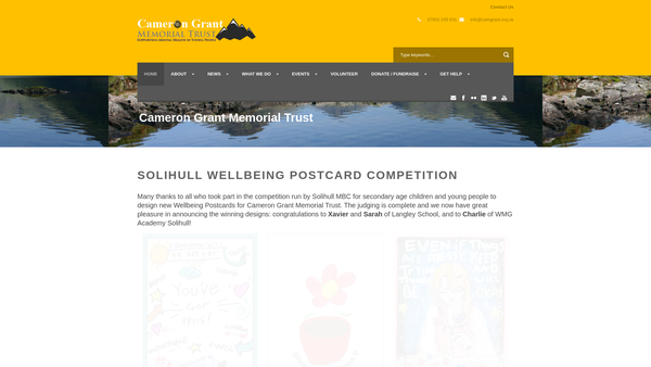 Screenshot of the Cameron Grant Memorial Trust website