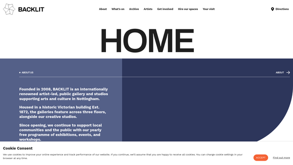 Screenshot of the Backlit website