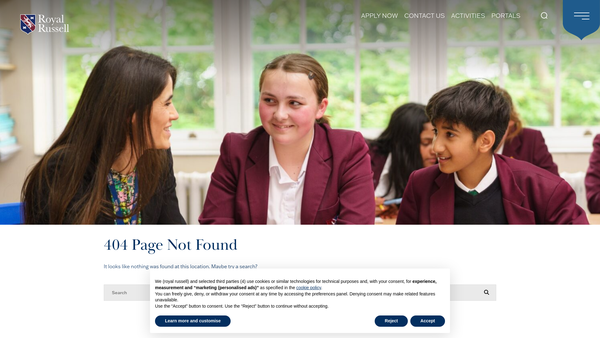 Screenshot of the The 1853 Society (Royal Russell Parents' Association) website