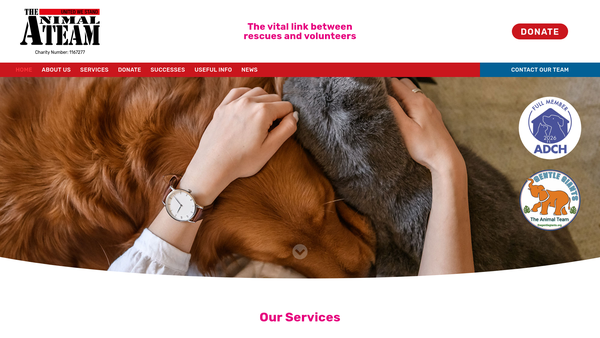 Screenshot of the The Animal Team website