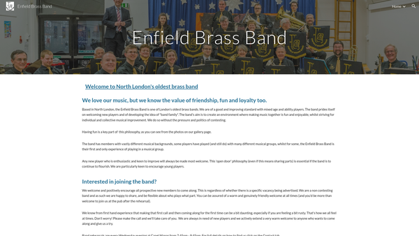 Screenshot of the Enfield Brass Band website