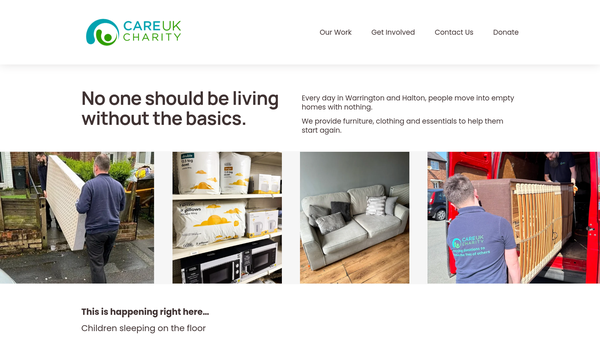 Screenshot of the CARE UK Charity website