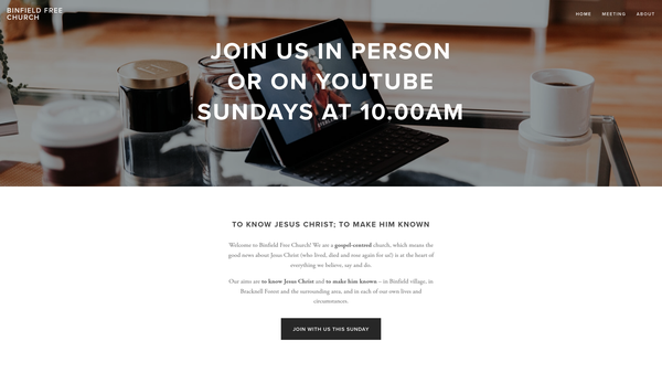 Screenshot of the Binfield Free Church website