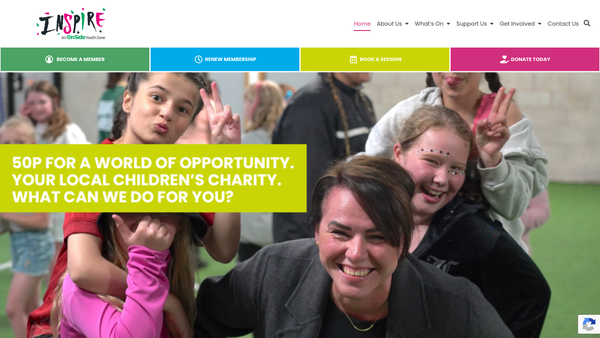 Screenshot of the Chorley Youth Zone website