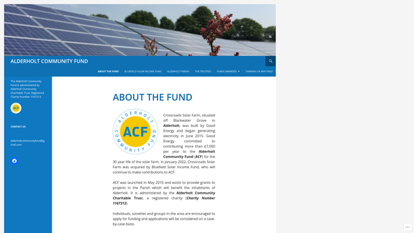Screenshot of the Alderholt Community Charitable Trust website