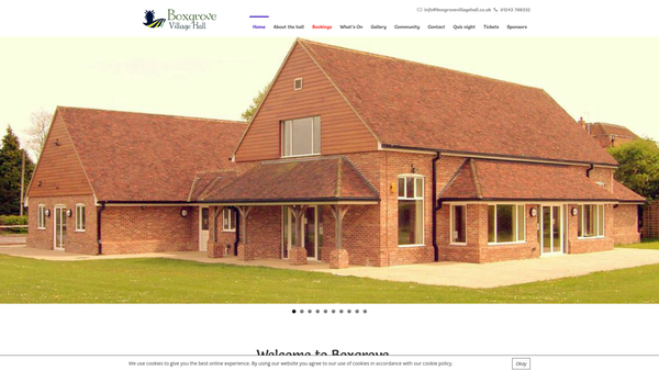 Screenshot of the Boxgrove Village Hall And Community Centre website