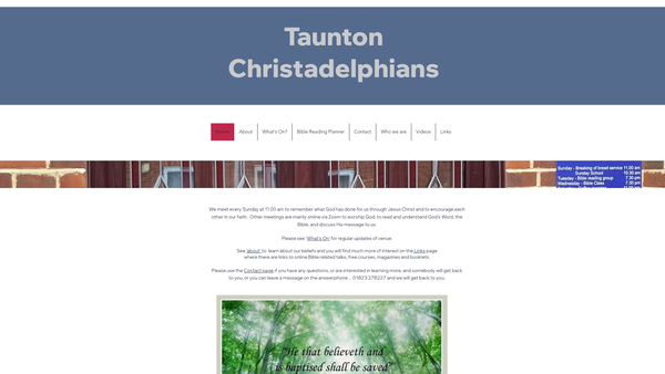 Screenshot of the Taunton Christadelphian Ecclesia website