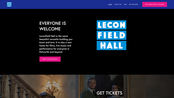 Screenshot of the The Leconfield Hall website