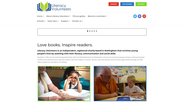 Screenshot of the Literacy Volunteers website