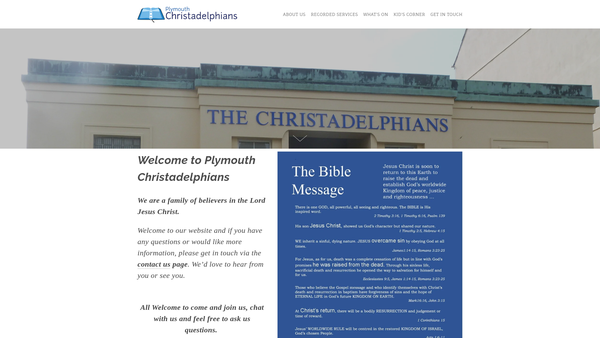 Screenshot of the Plymouth Christadelphian Ecclesia website