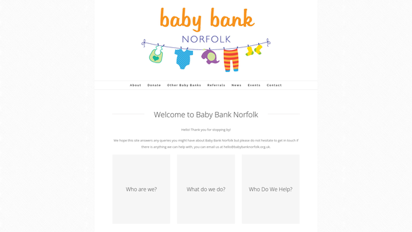 Screenshot of the Baby Bank Norfolk website