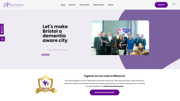 Screenshot of the Bristol Dementia Action Alliance (Bdaa) website