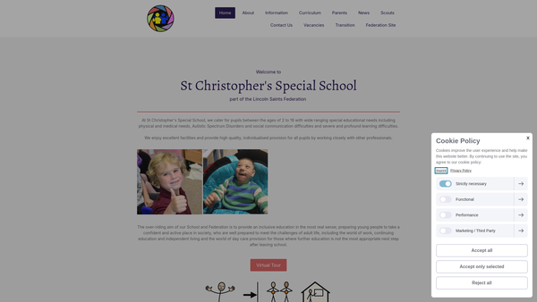 Screenshot of the Lincoln St.christopher's PTFA website
