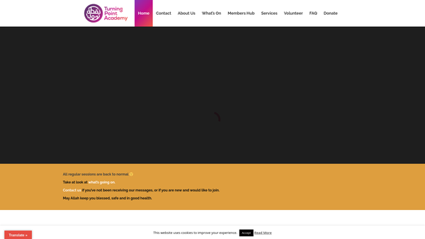 Screenshot of the Turning Point Academy website