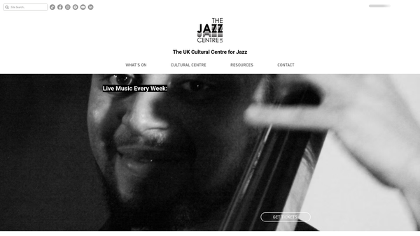 Screenshot of the The Jazz Centre (UK) website