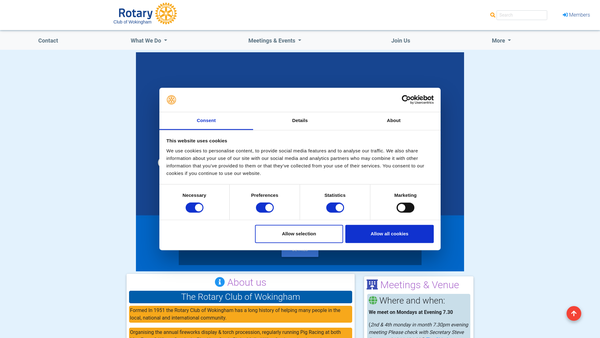 Screenshot of the Rotary Club Of Wokingham's Charity website