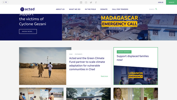 Screenshot of the Friends Of Acted (UK) website