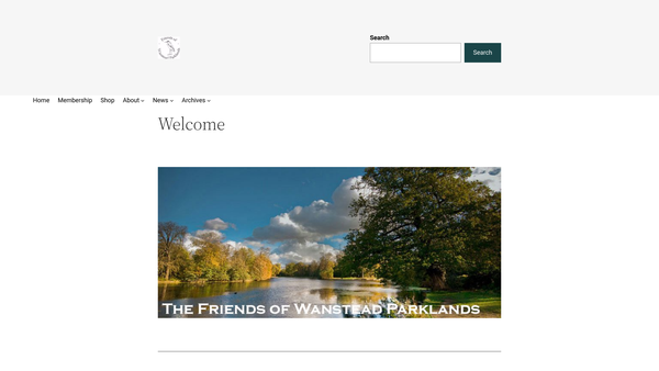 Screenshot of the Friends Of Wanstead Parklands website