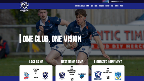 Screenshot of the Swinton Lions Community Sports Foundation website