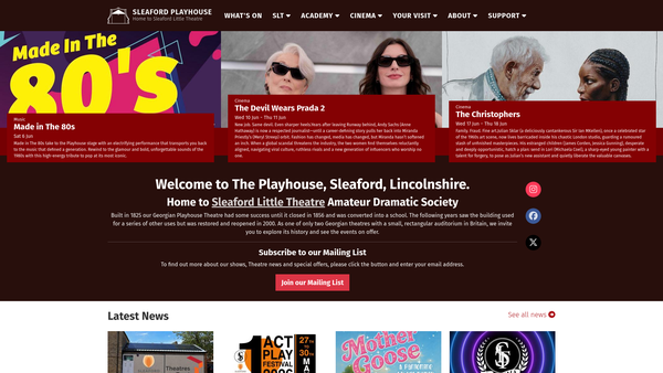 Screenshot of the Sleaford Little Theatre website