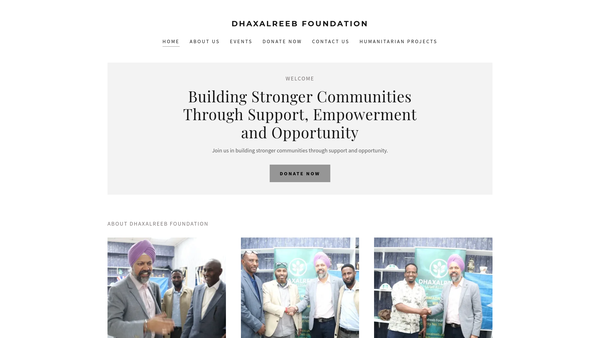 Screenshot of the Dhaxalreeb foundation website