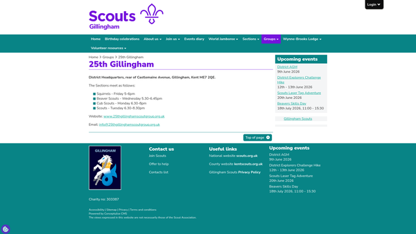 Screenshot of the 25th Gillingham (St.mary's) website