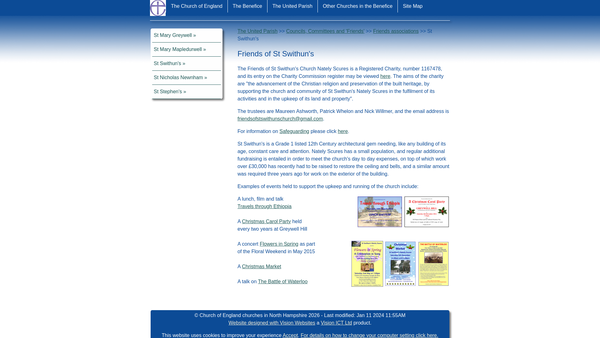 Screenshot of the The Friends Of St Swithun's Church Nately Scures website
