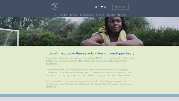 Screenshot of the Royal National Children's Springboard Foundation website
