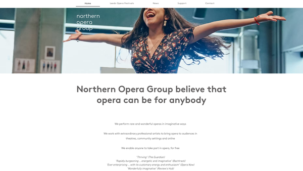 Screenshot of the Northern Opera Group website