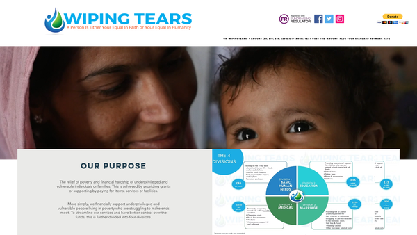 Screenshot of the Wiping Tears website
