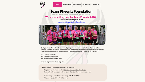 Screenshot of the Team Phoenix Foundation website