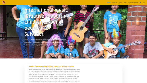 Screenshot of the Music For Hope website
