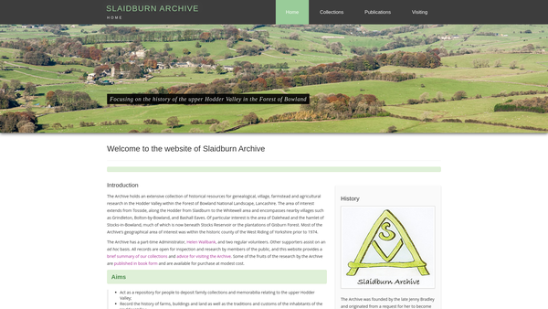 Screenshot of the Slaidburn Archive website