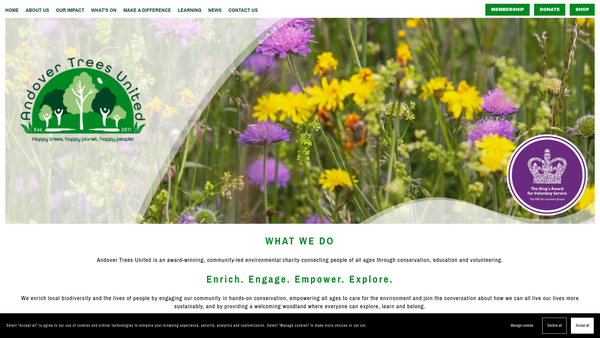 Screenshot of the Andover Trees United website