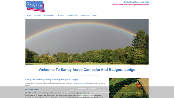 Screenshot of the Sandy Acres Girl Guide Group website