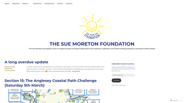 Screenshot of the The Sue Moreton Foundation (Tsmf) website