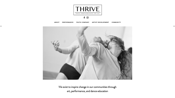 Screenshot of the Thrive Dance website