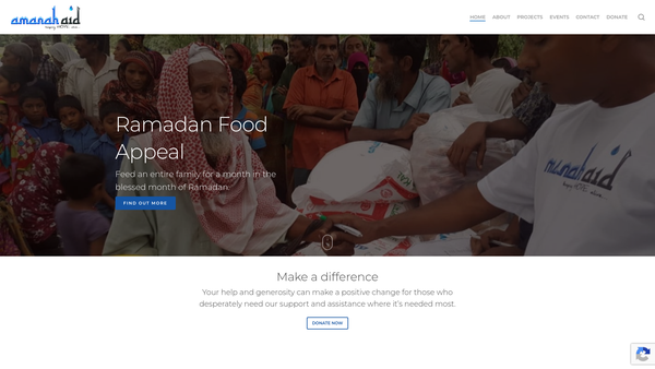 Screenshot of the Amanah Aid website