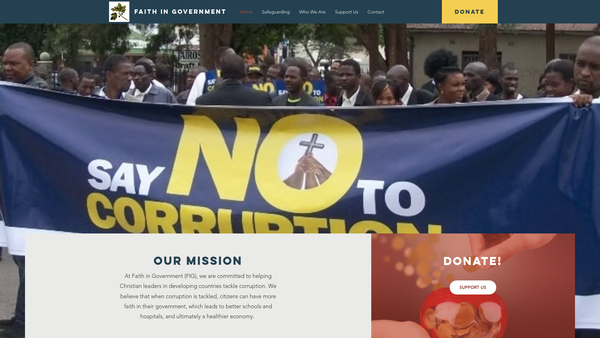 Screenshot of the Faith In Government website