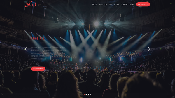 Screenshot of the The London Musical Theatre Orchestra website