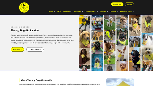 Screenshot of the Therapy Dogs Nationwide website