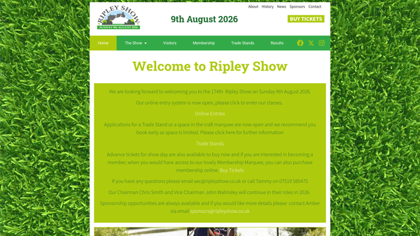 Screenshot of the Ripley And District Agricultural And Horticultural Society Limited website