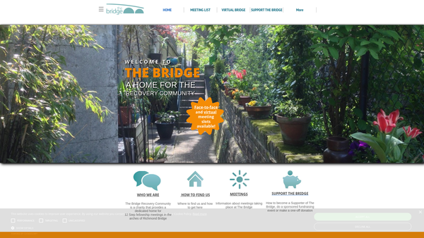 Screenshot of the The Bridge Recovery Community website