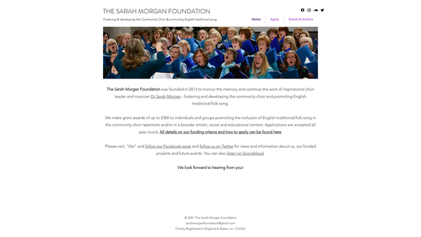 Screenshot of the The Sarah Morgan Foundation website
