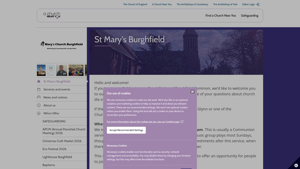 Screenshot of the The Parochial Church Council Of The Ecclesiastical Parish Of Burghfield St Mary The Virgin website