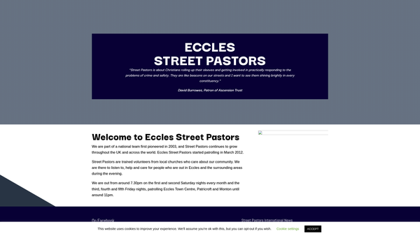 Screenshot of the Eccles Street Pastors website