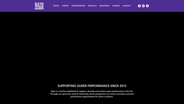 Screenshot of the The Raze Collective website
